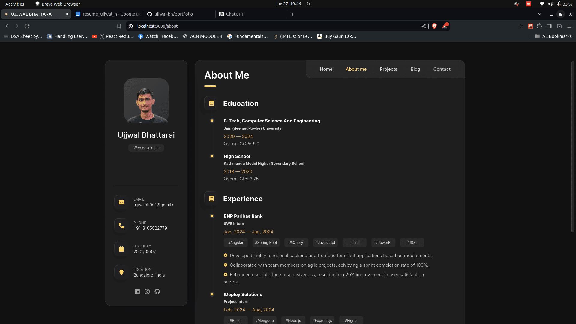 Personal Portfolio site 